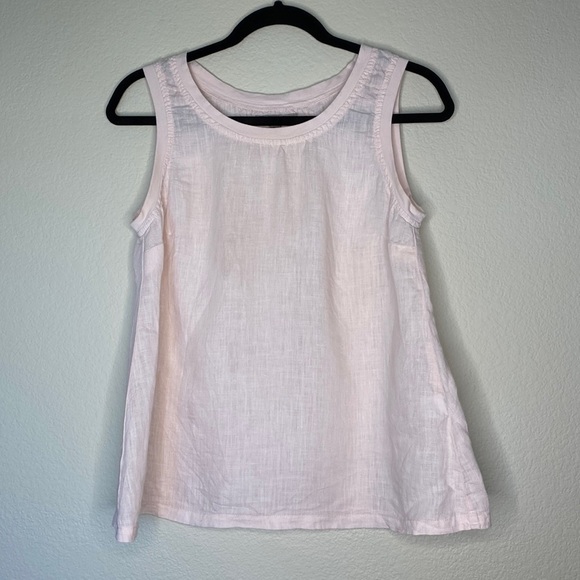 Flax tank top women’s Sz medium pink linen high neck - Picture 1 of 4